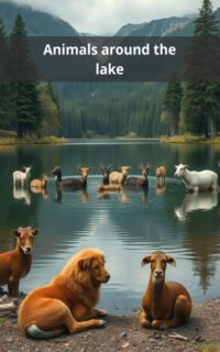 Animals around the lake